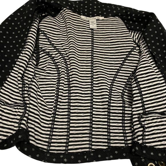 American Rag Cie Black/White Polka Dot Cotton Blend Short Blazer 3/4 Sleeve sz S - Picture 10 of 11